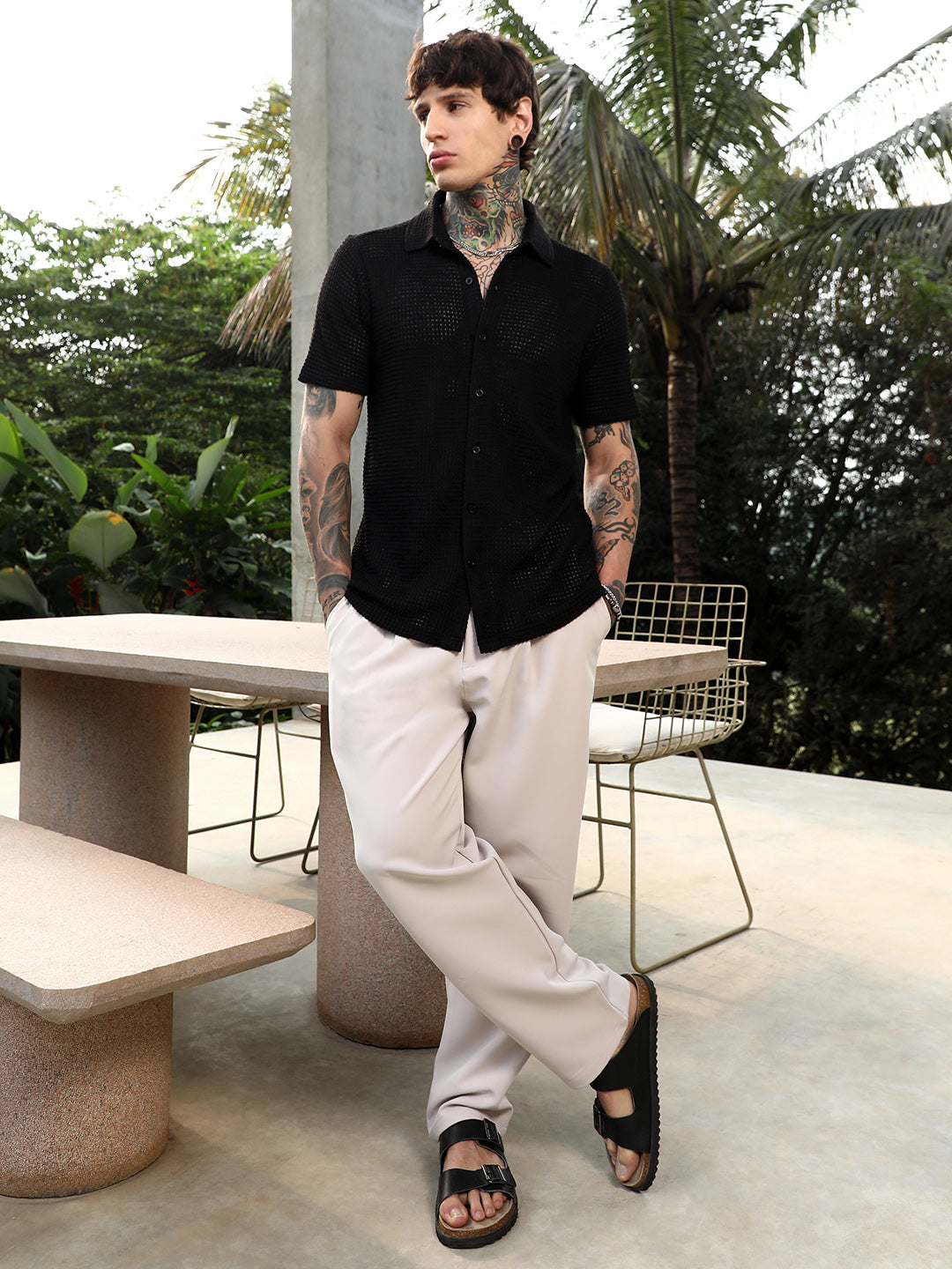 Solid-Knit Oversized Shirt