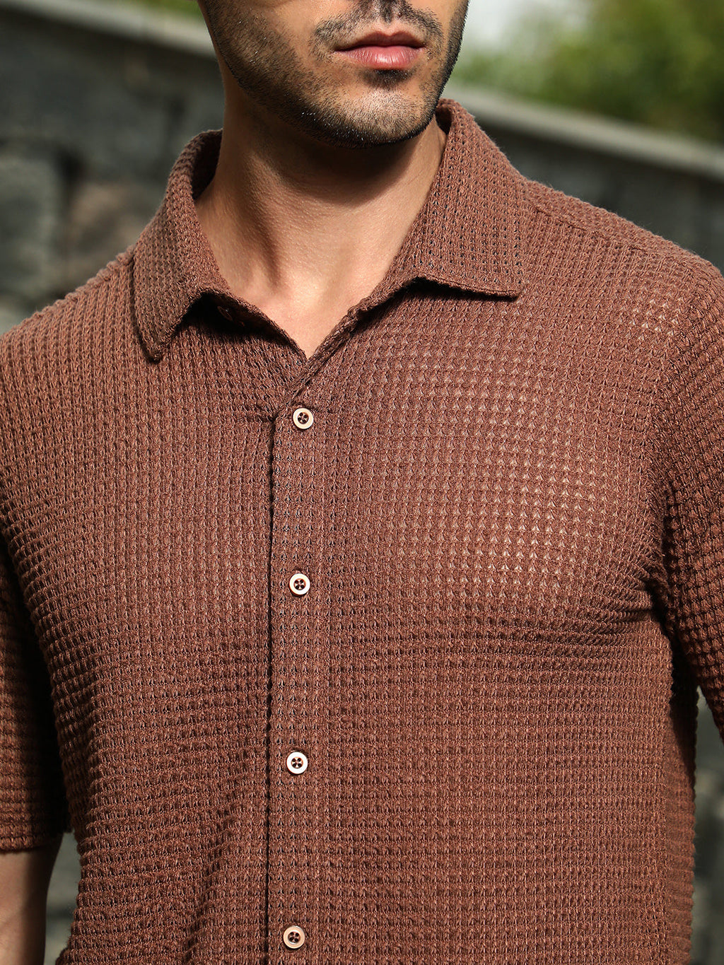 Solid-Knit Oversized Shirt