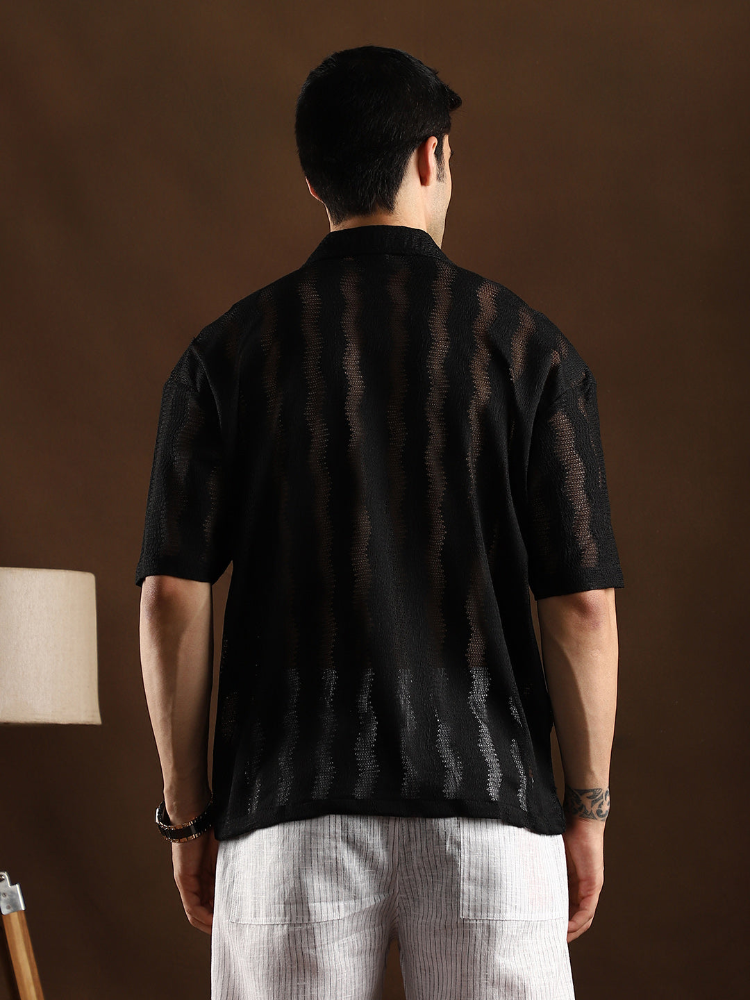 Swirl Open-Knit Resort Shirt