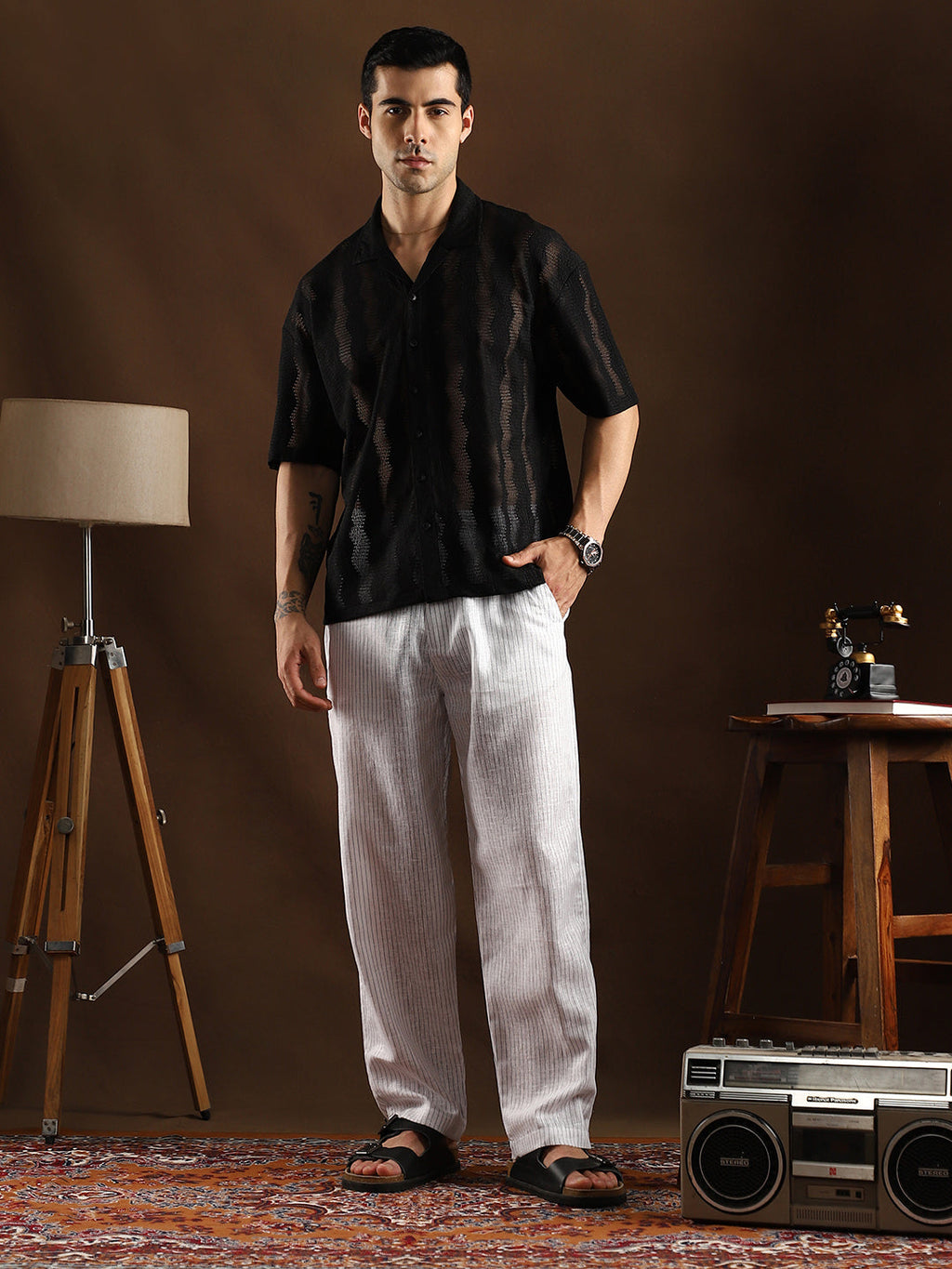 Swirl Open-Knit Resort Shirt