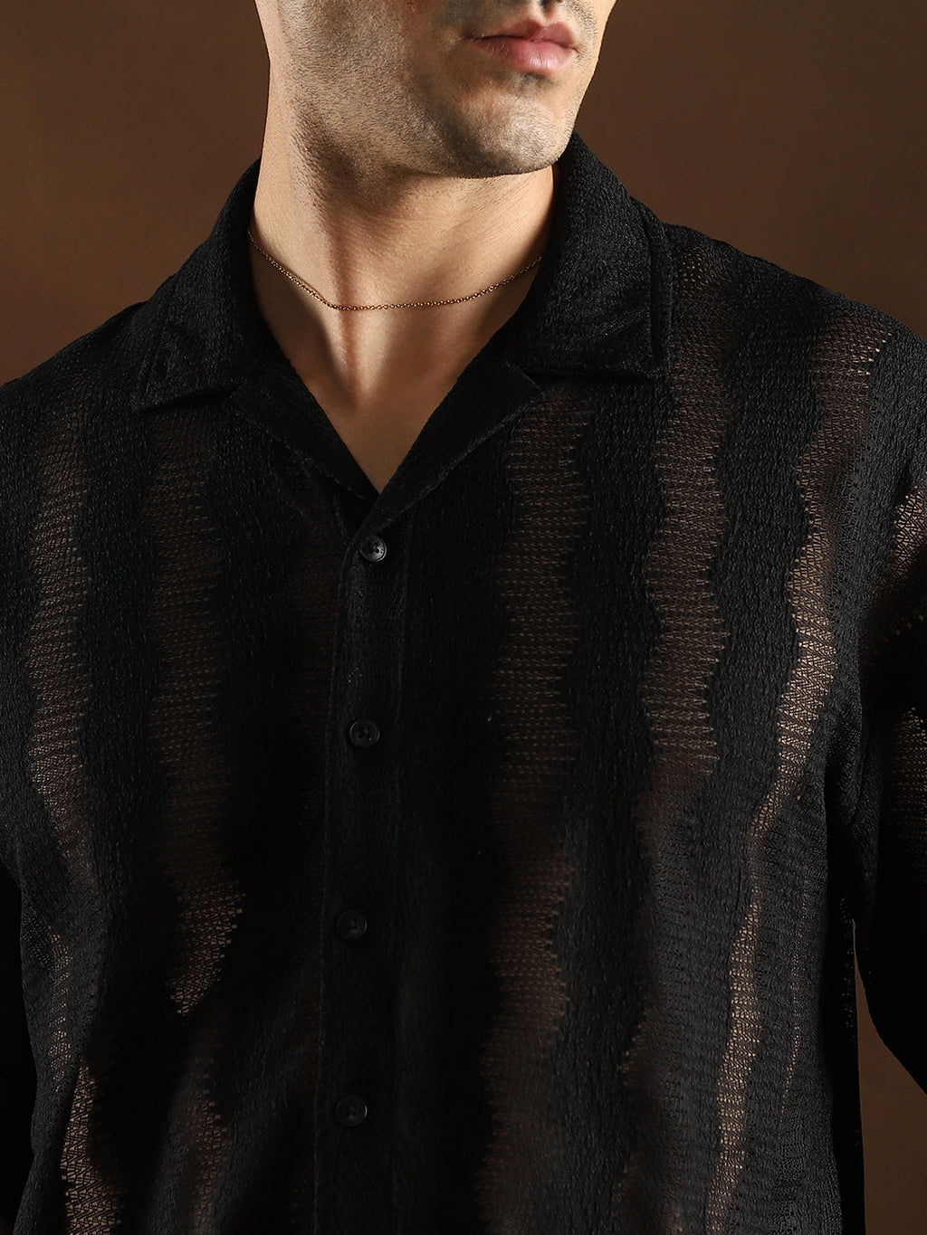 Swirl Open-Knit Resort Shirt