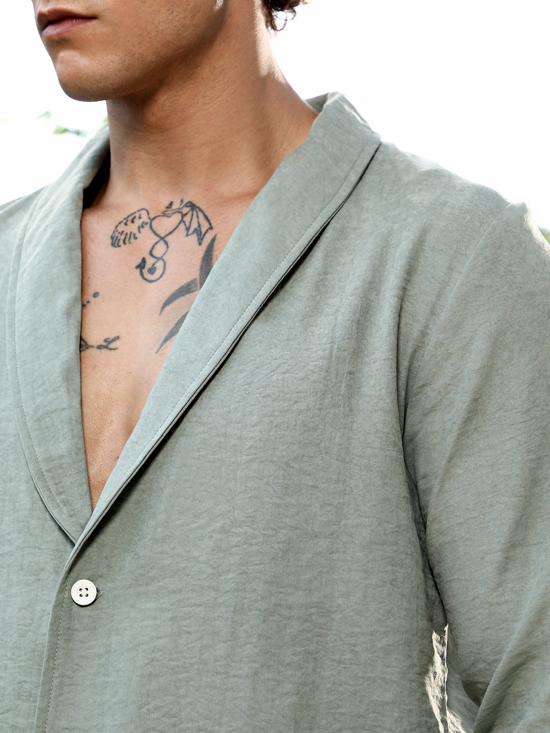 Solid Shawl Collar Oversized Shirt