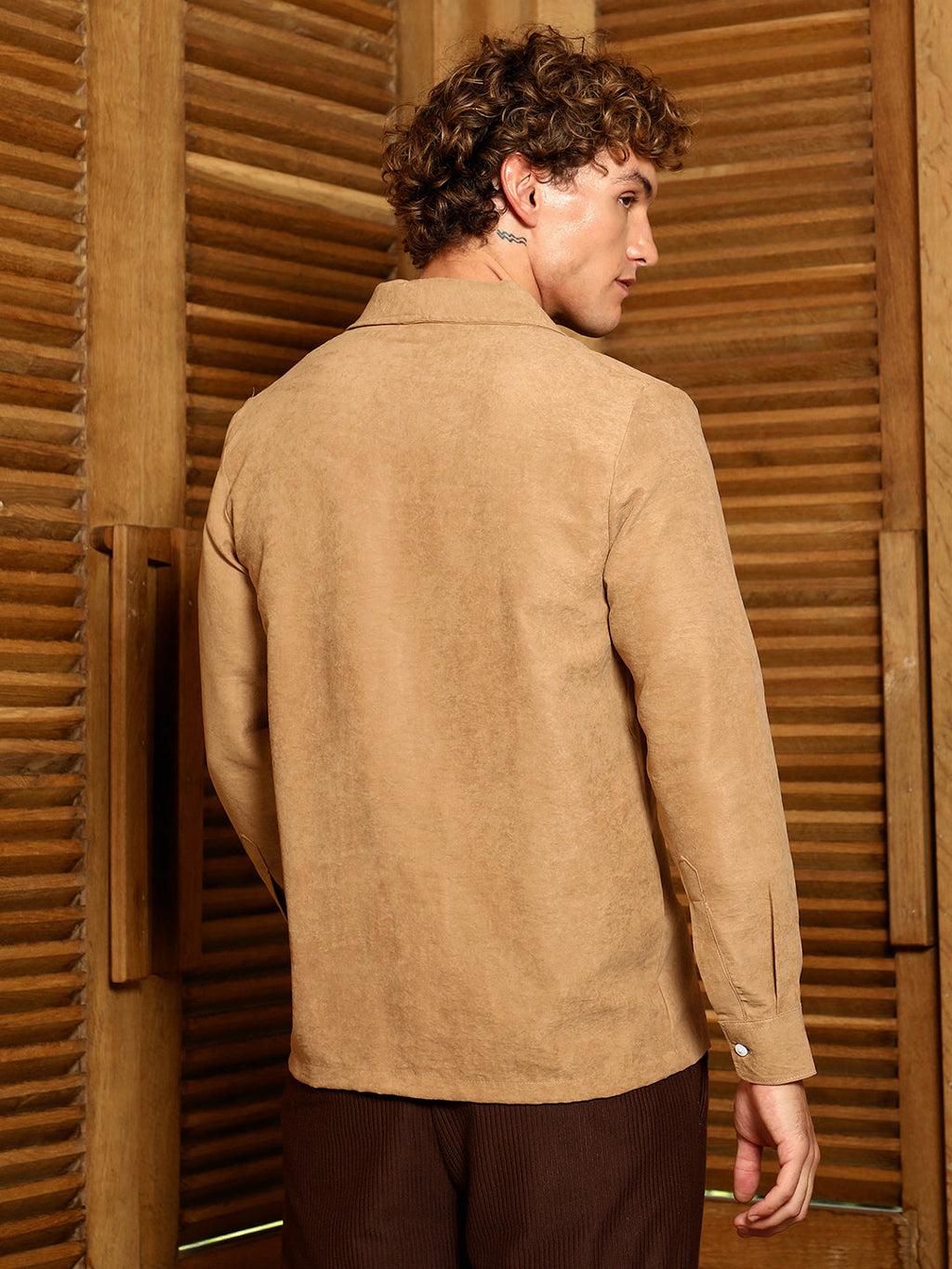 Solid Shawl Collar Oversized Shirt