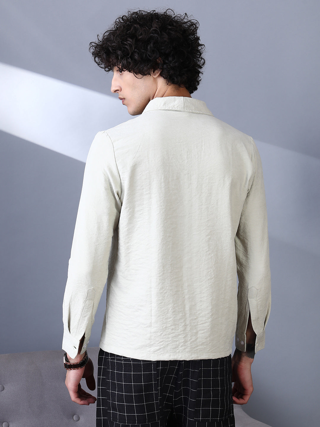 Solid Shawl Collar Oversized Shirt