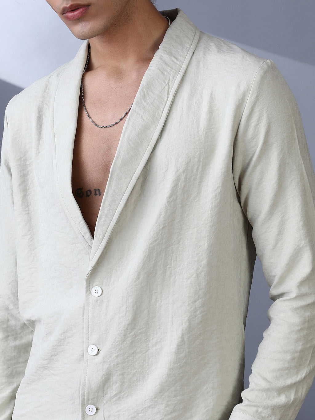 Solid Shawl Collar Oversized Shirt