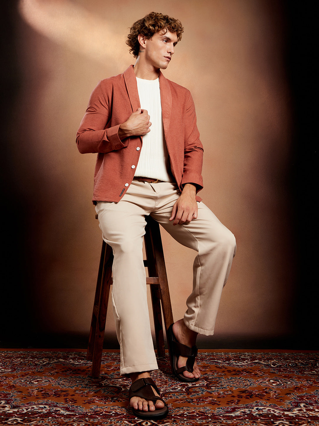 Solid Shawl Collar Oversized Shirt