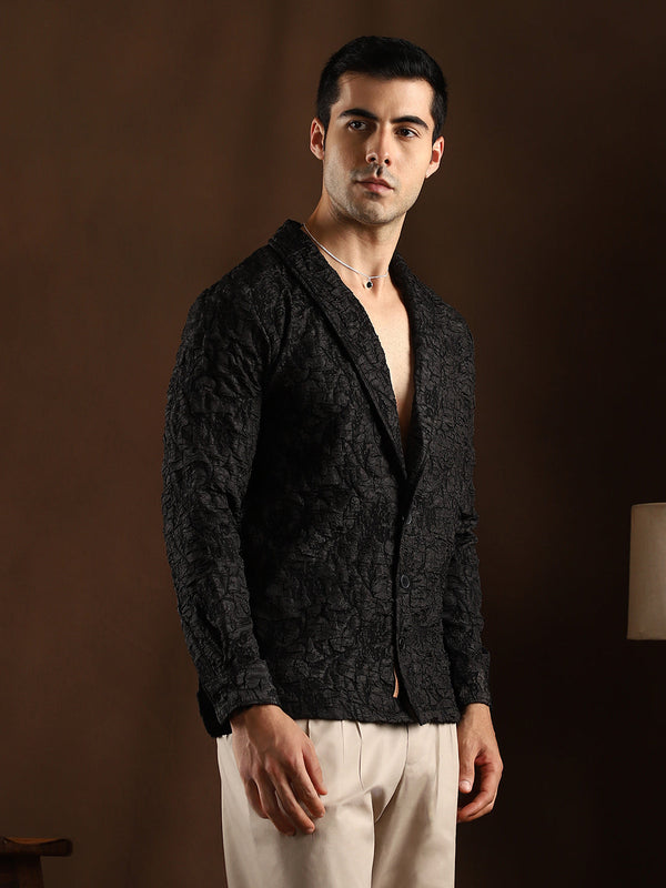 Crushed Shawl Collar Oversized Shirt