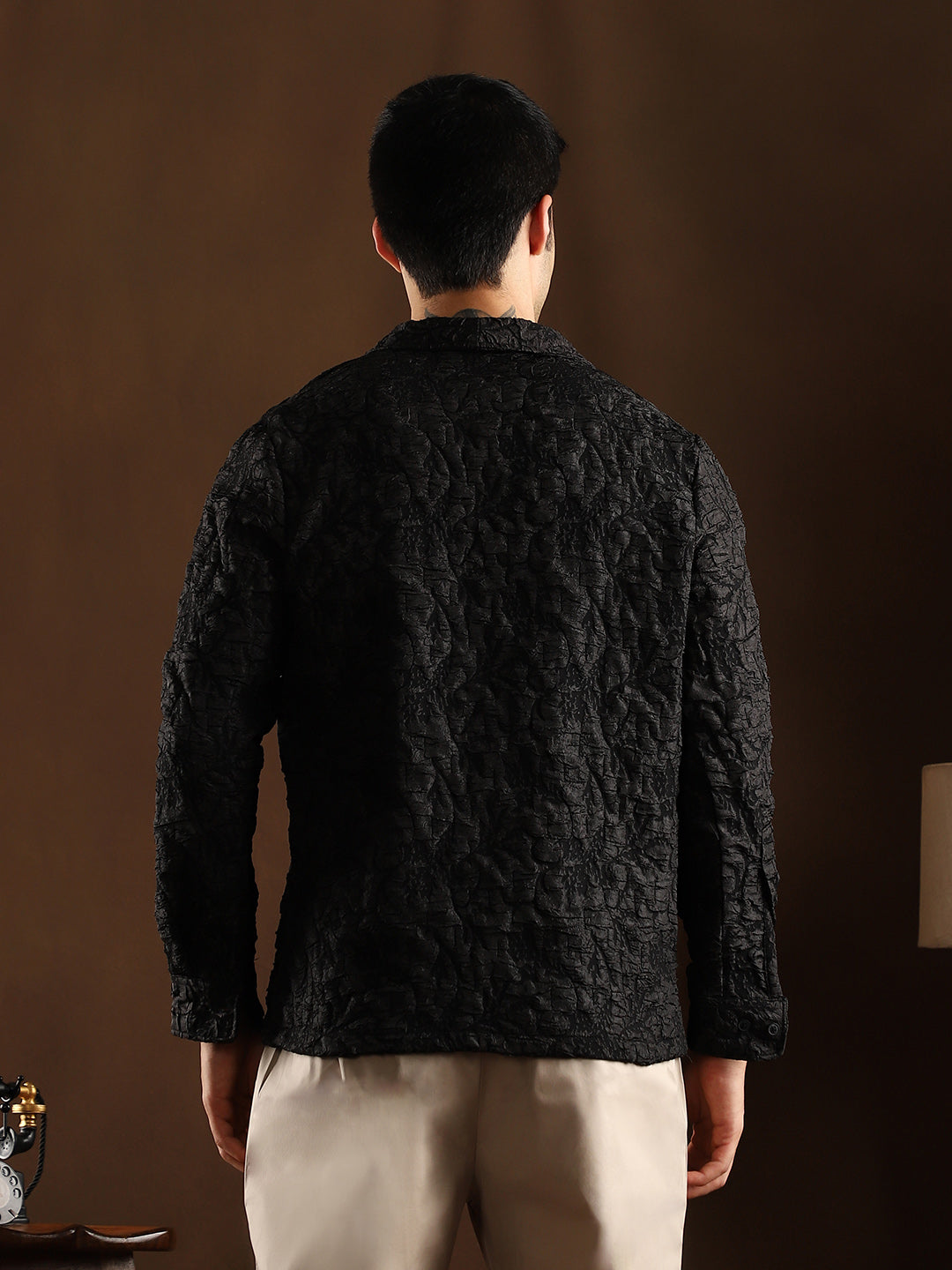 Crushed Shawl Collar Oversized Shirt