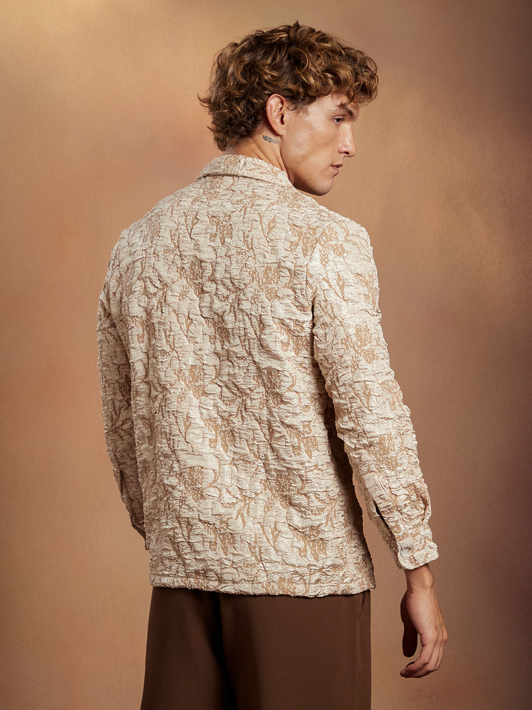 Crushed Shawl Collar Oversized Shirt