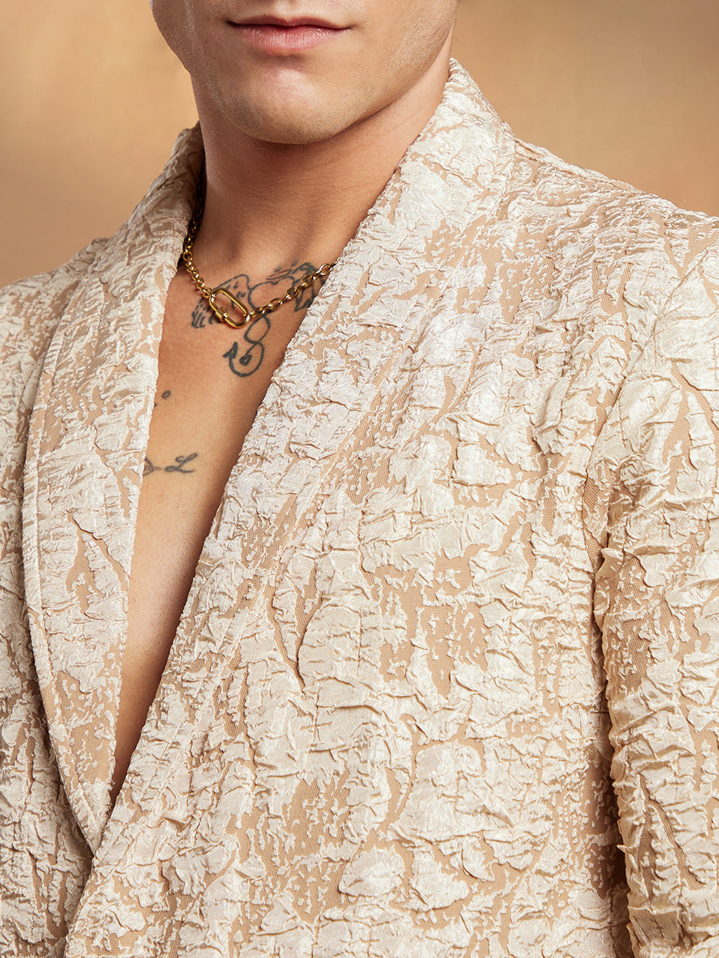 Crushed Shawl Collar Oversized Shirt