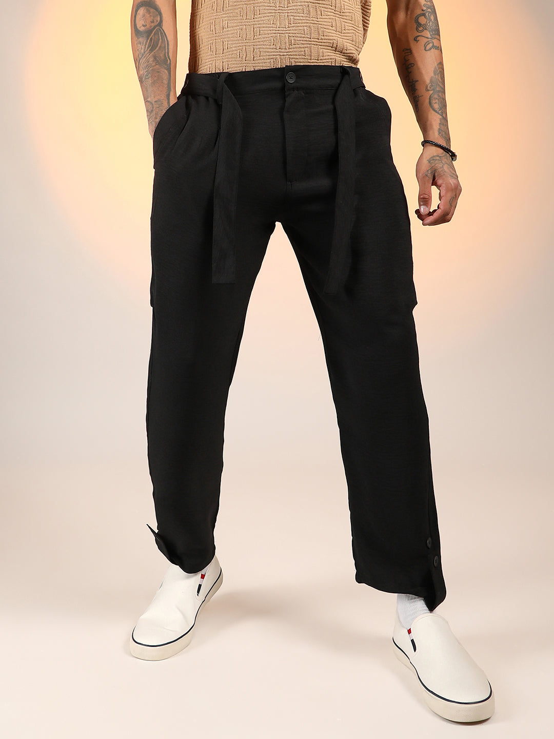 Tapered Pleated Trousers