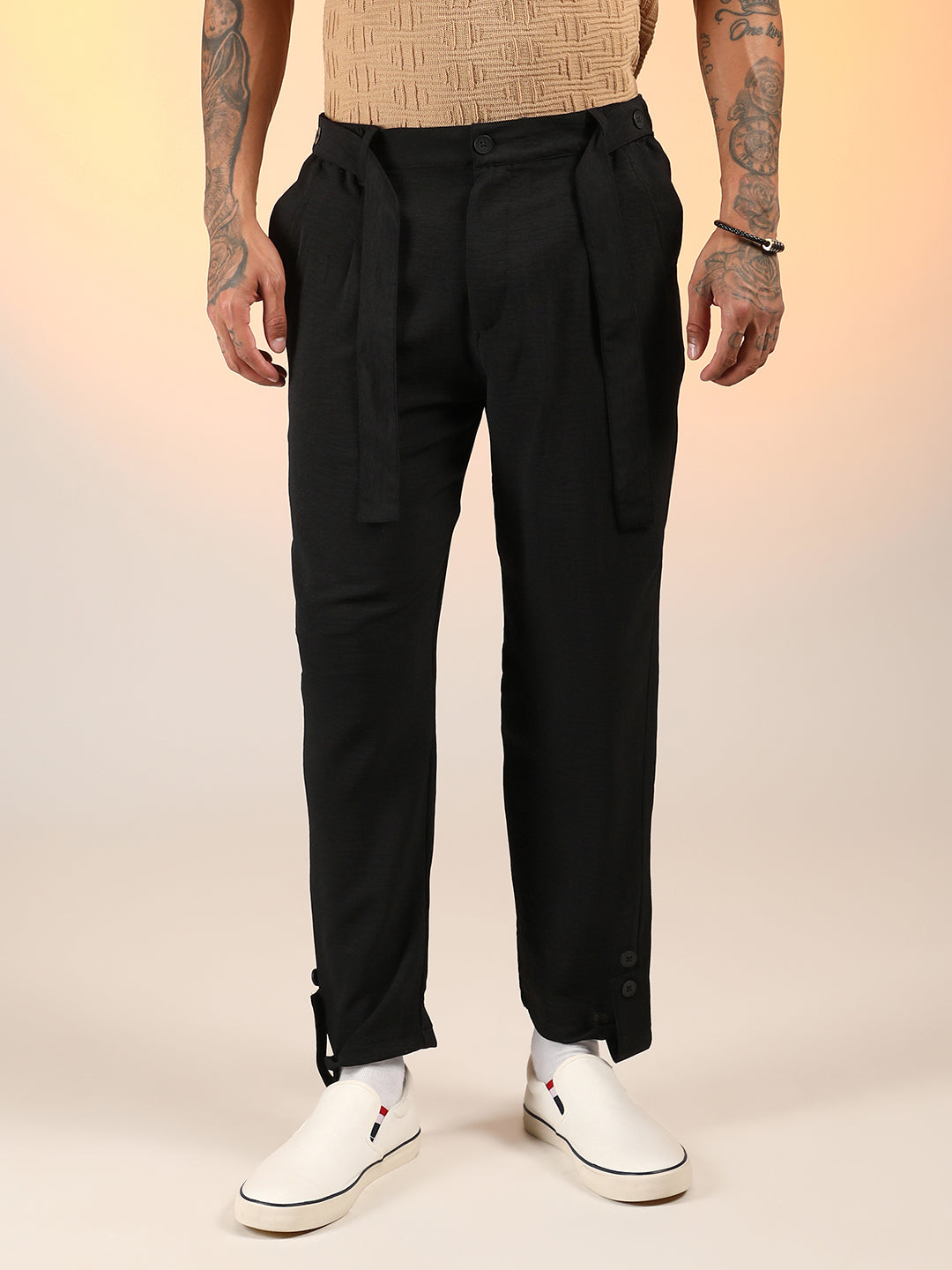 Tapered Pleated Trousers