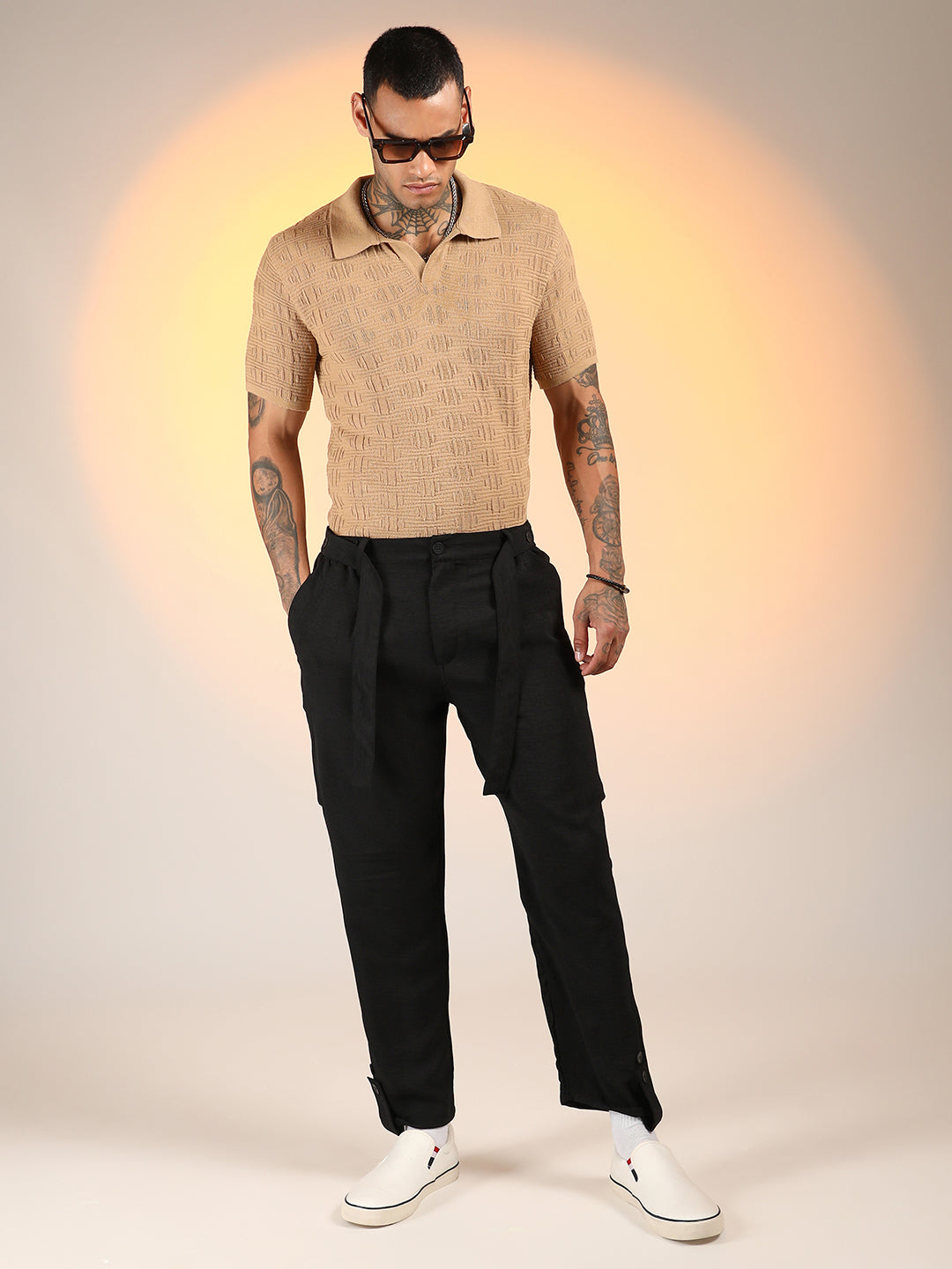 Tapered Pleated Trousers