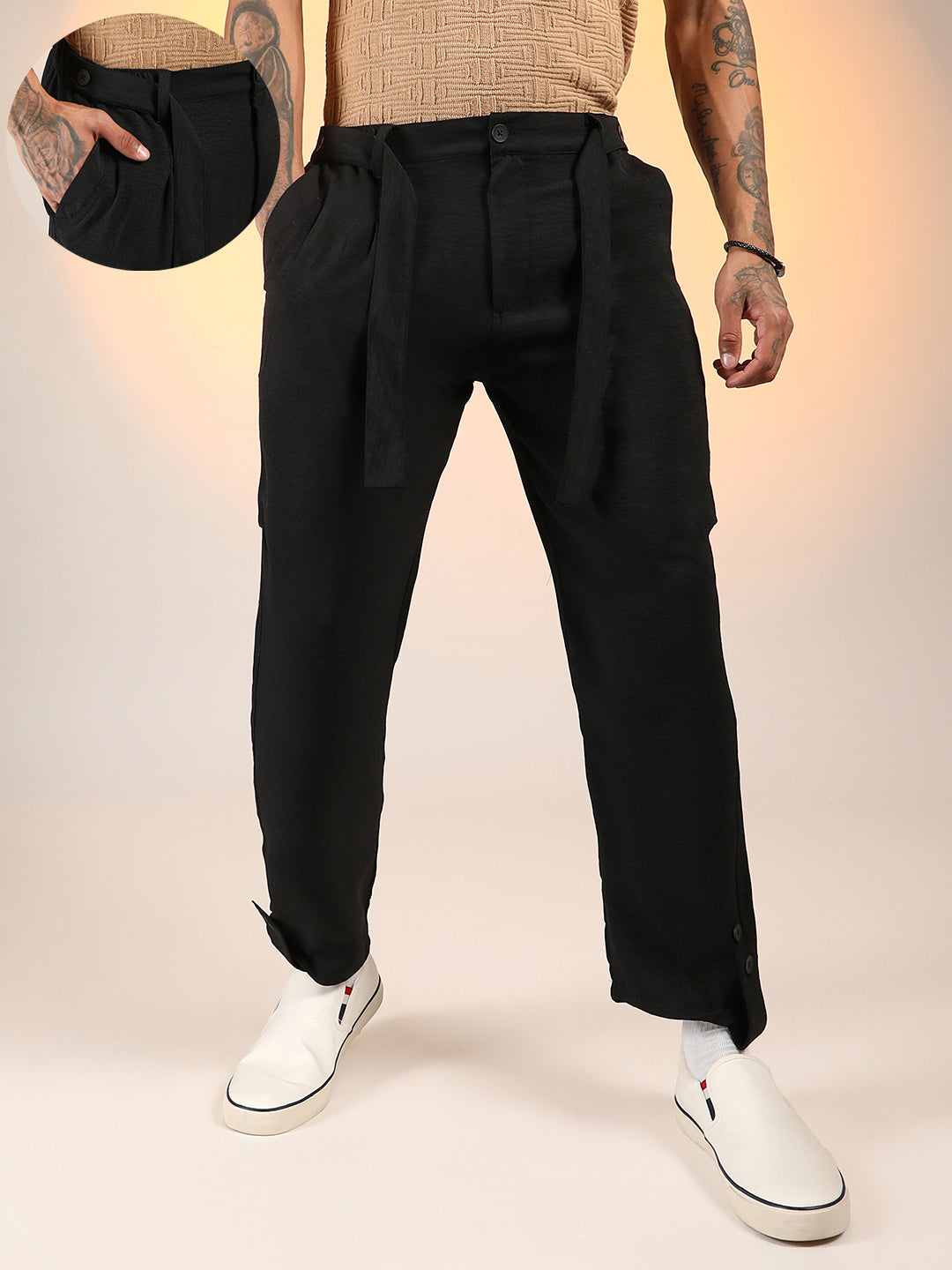 Tapered Pleated Trousers