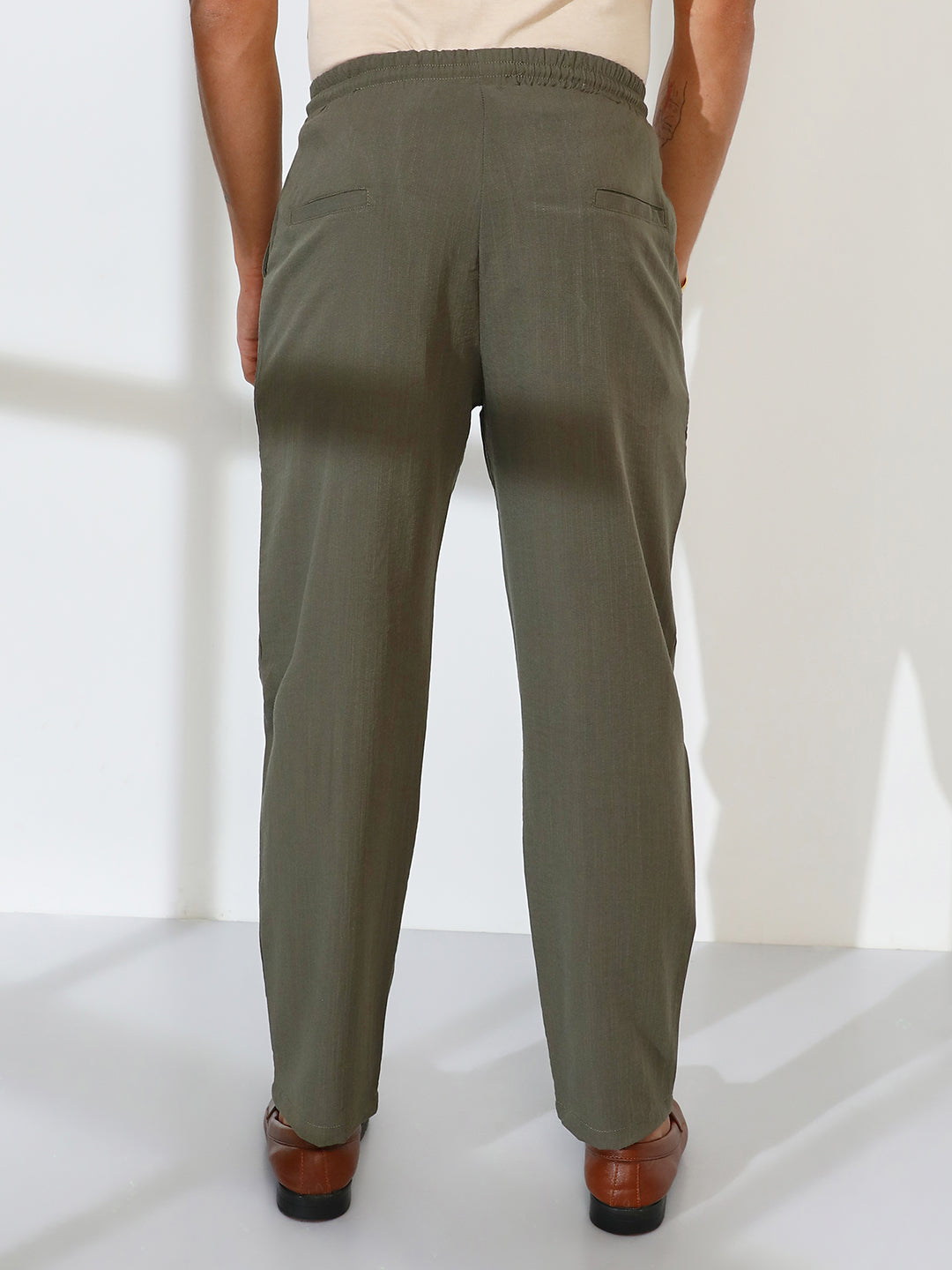 Straight-Fit Linen-Blend Trousers