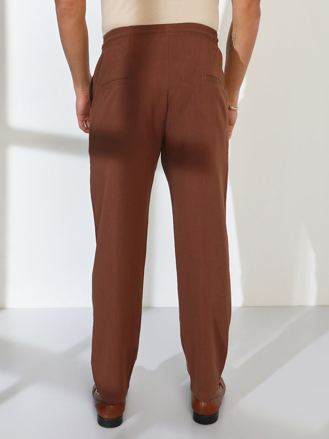 Straight-Fit Linen-Blend Trousers