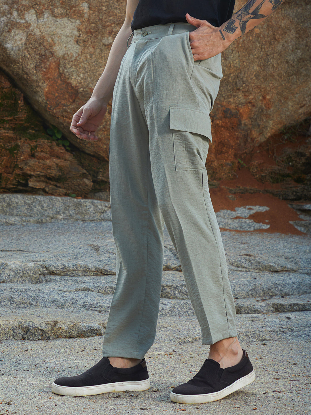 Crinkled Utility Trousers