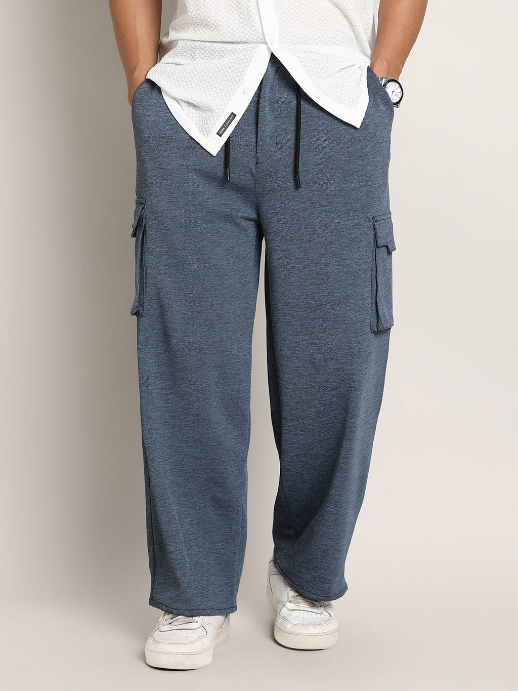Heathered-Relaxed Cargo Trousers