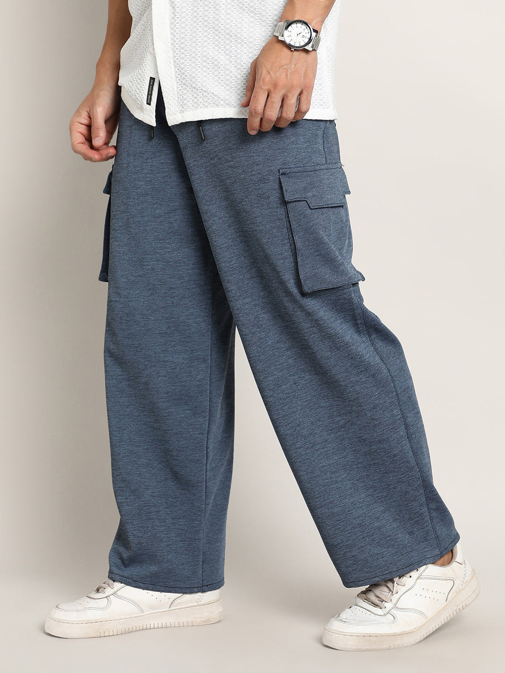 Heathered-Relaxed Cargo Trousers