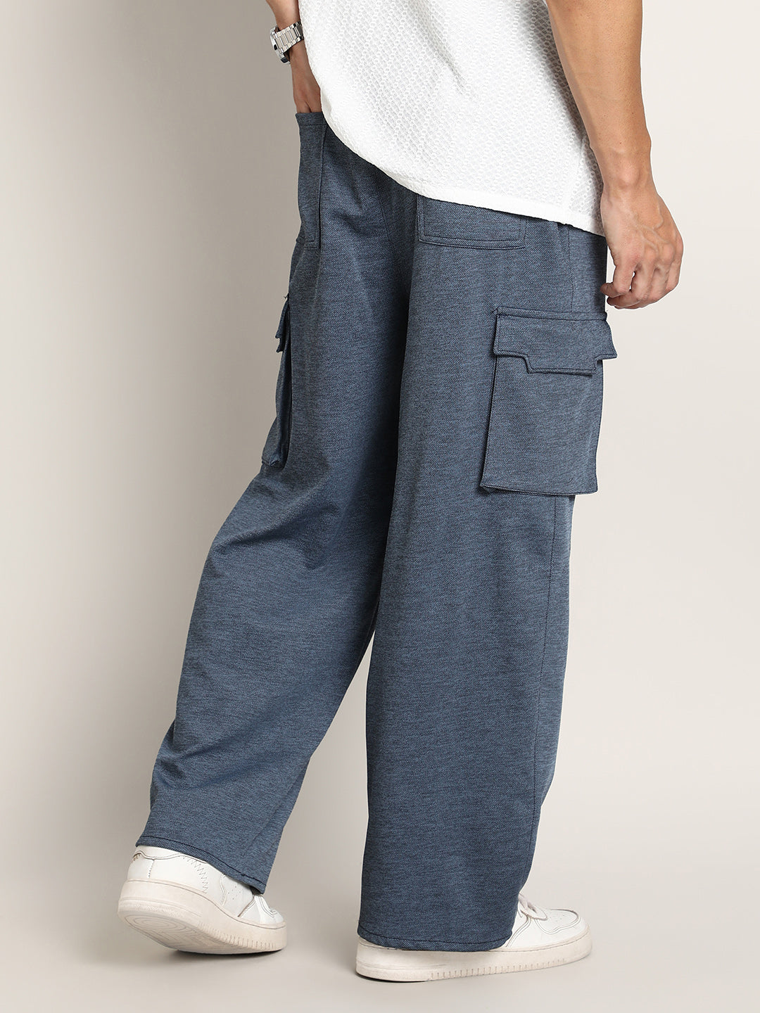 Heathered-Relaxed Cargo Trousers