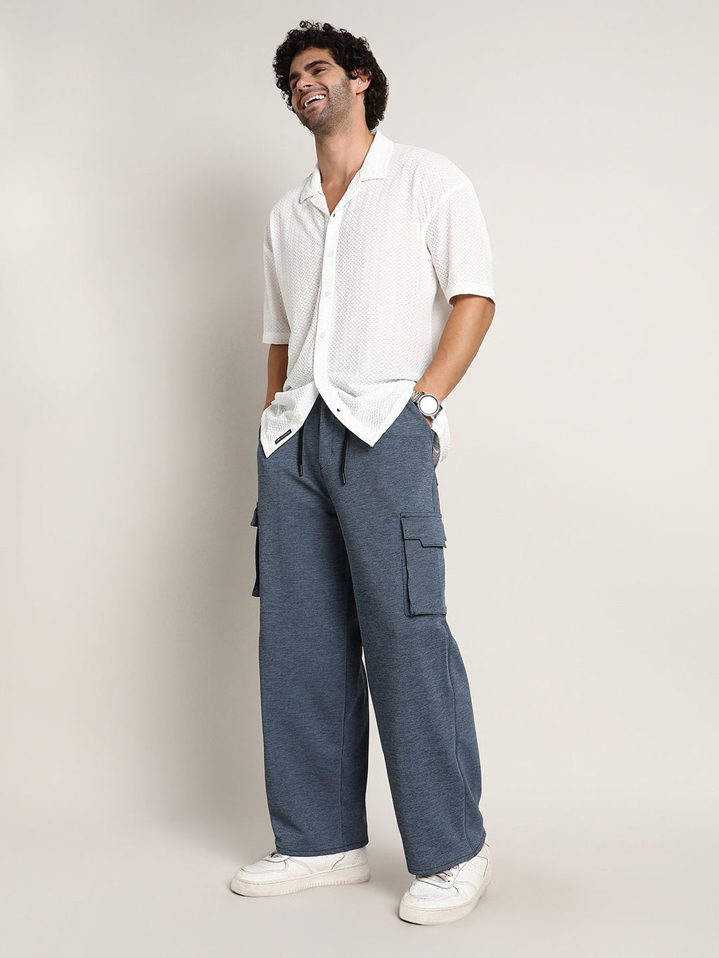 Heathered-Relaxed Cargo Trousers