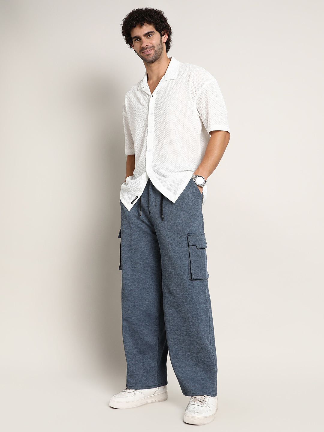 Heathered-Relaxed Cargo Trousers