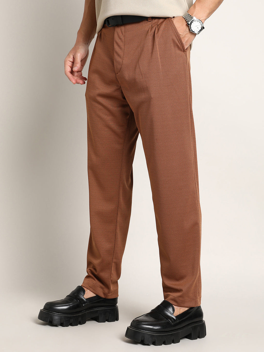 Lightweight - Micro-Check Chino Trousers