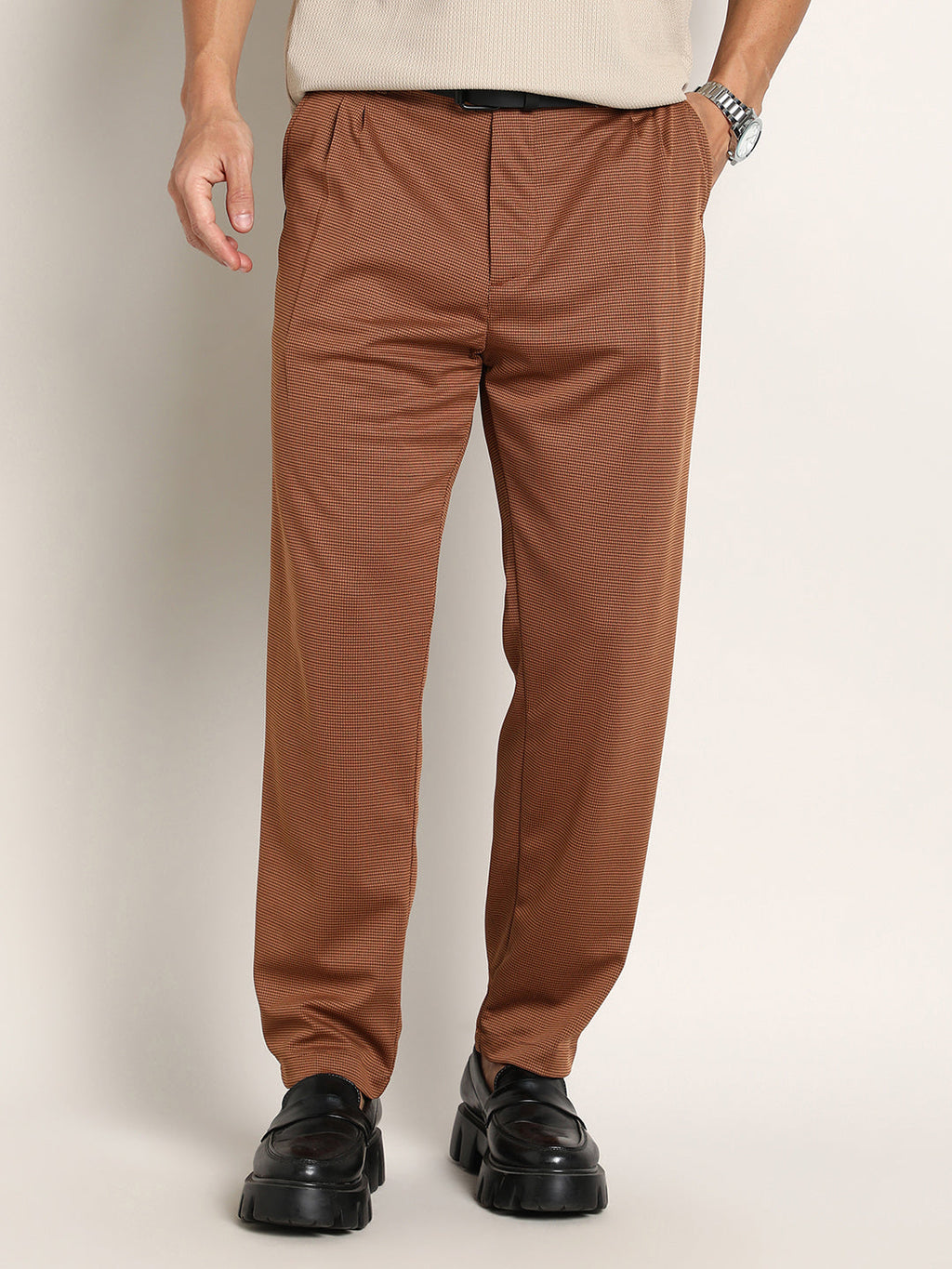Lightweight - Micro-Check Chino Trousers