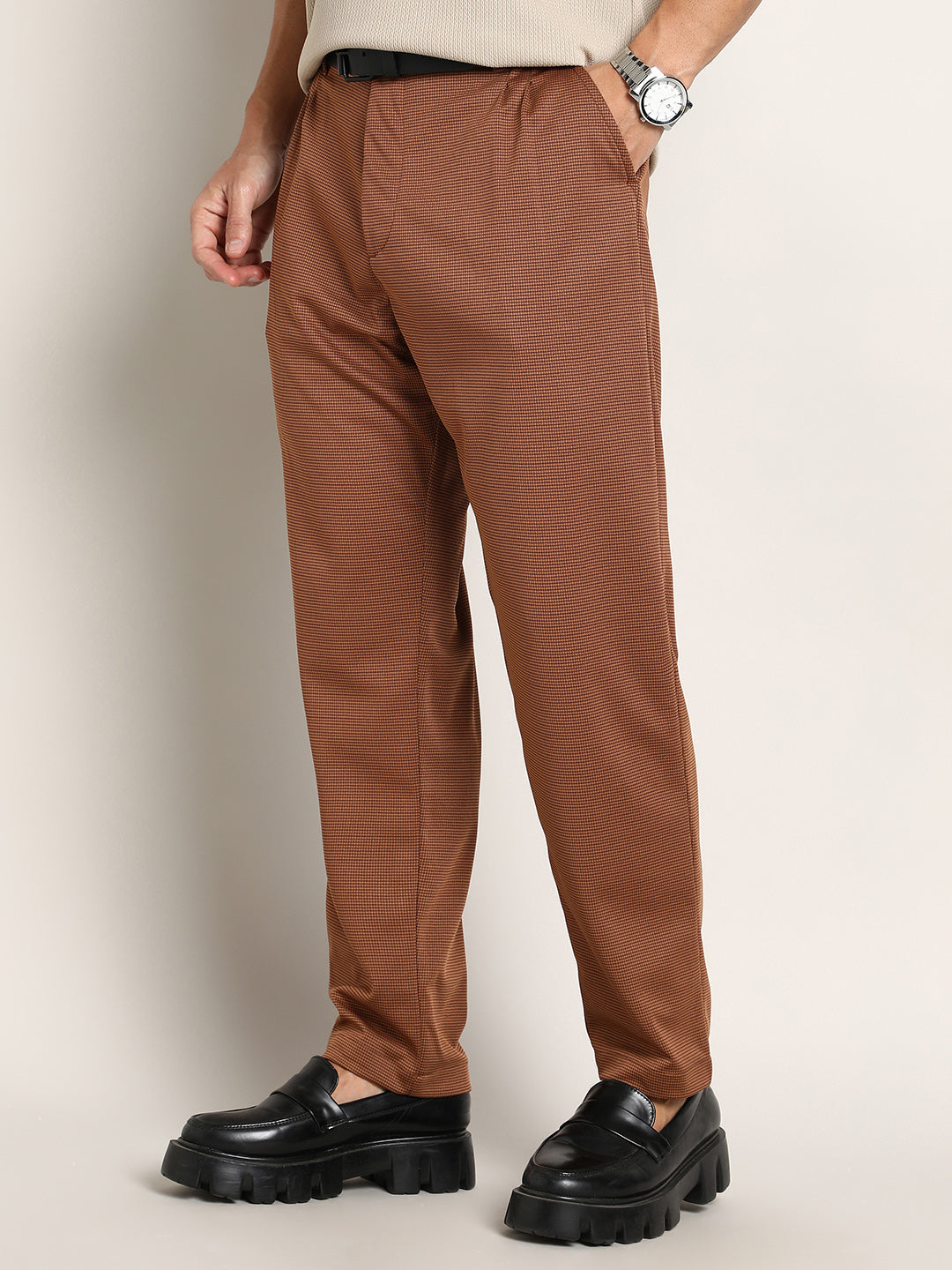 Lightweight - Micro-Check Chino Trousers