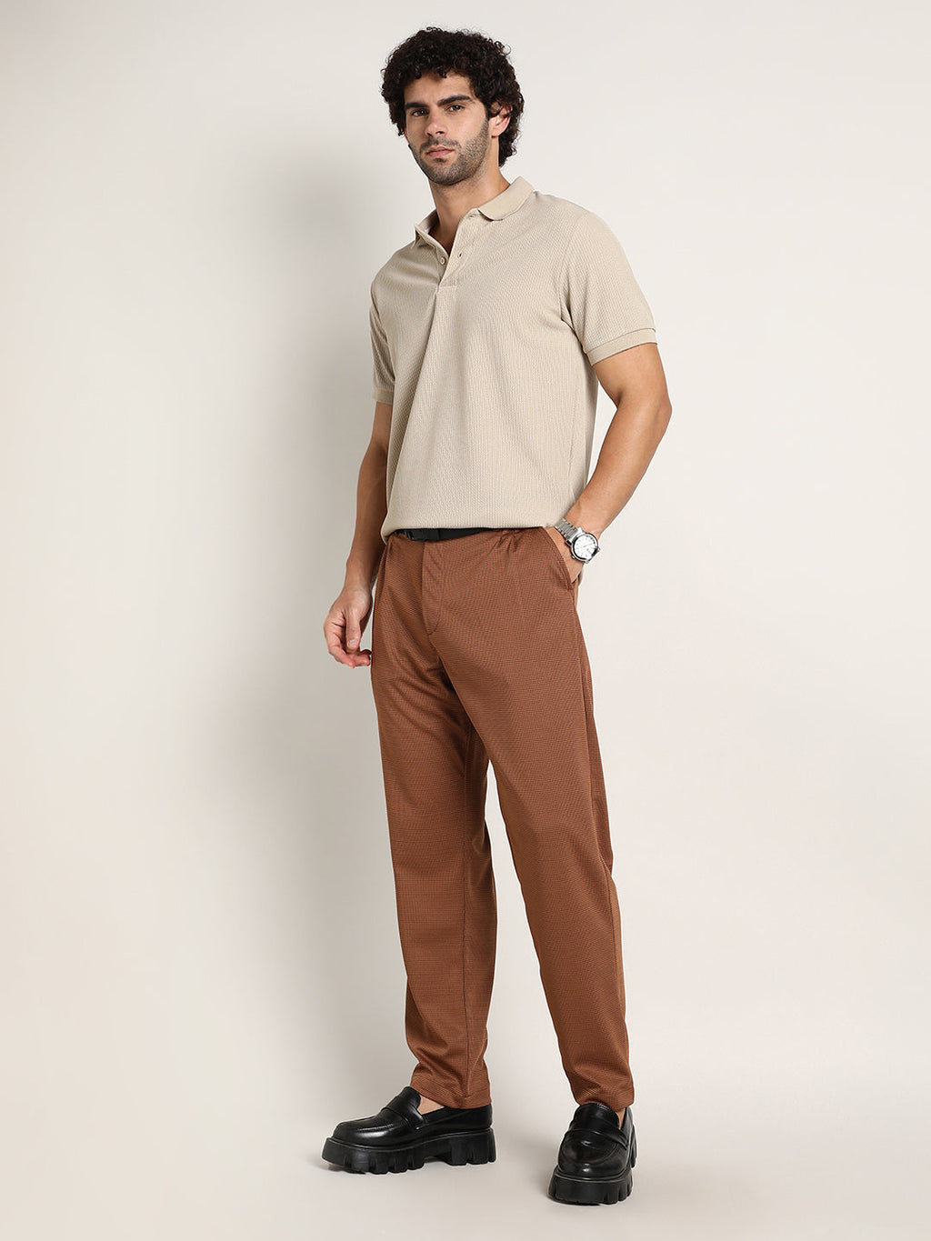 Lightweight - Micro-Check Chino Trousers