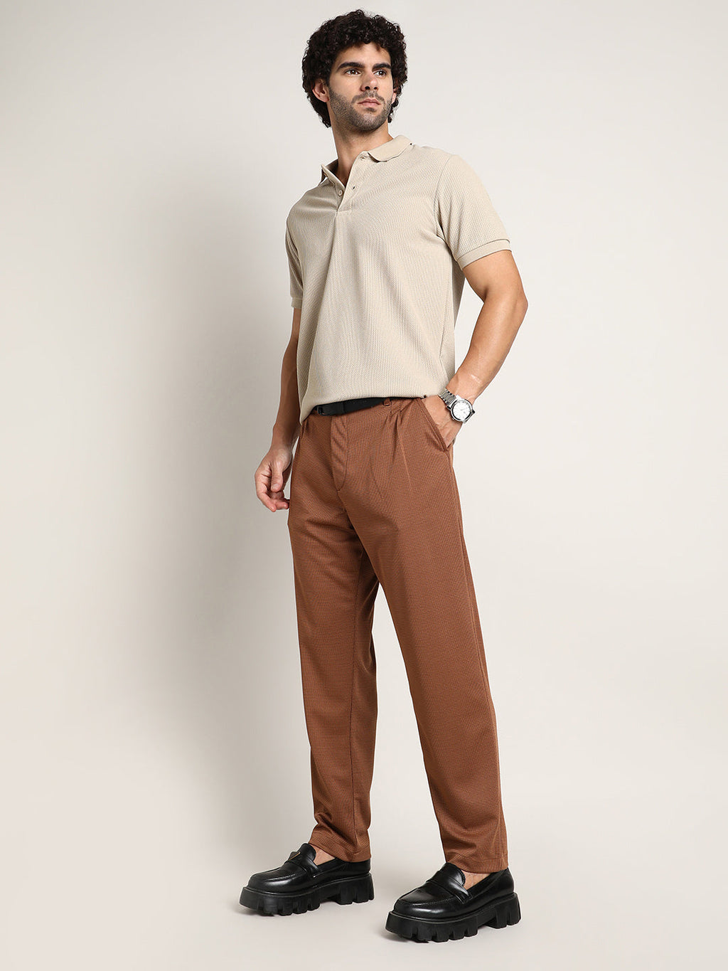 Lightweight - Micro-Check Chino Trousers