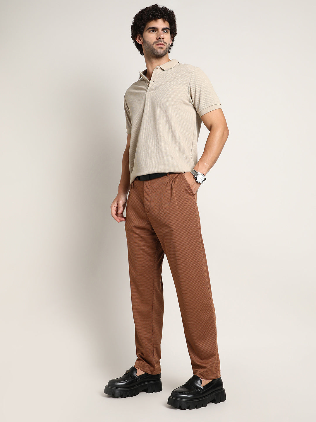 Lightweight - Micro-Check Chino Trousers