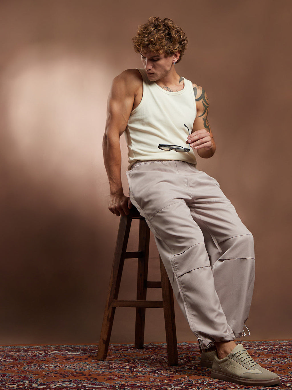 Panelled Parachute Trousers