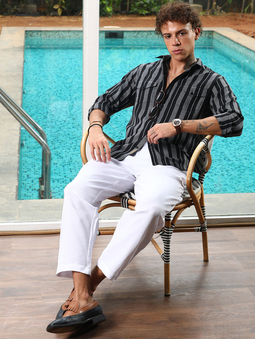 Utility Multitrack-Striped Shirt