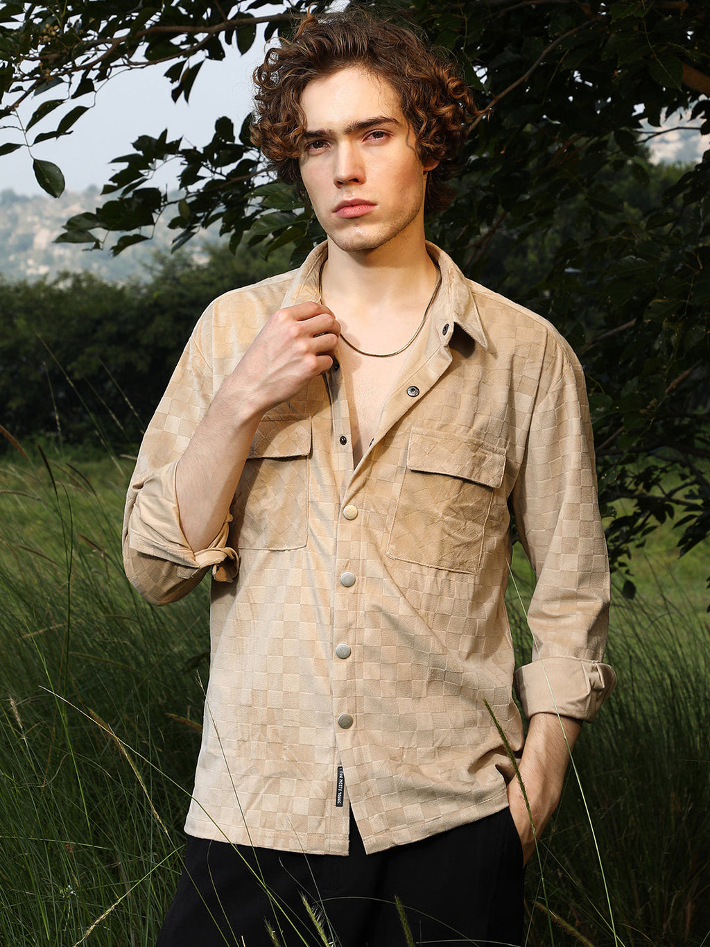 Cubic Velvet Utility Shacket