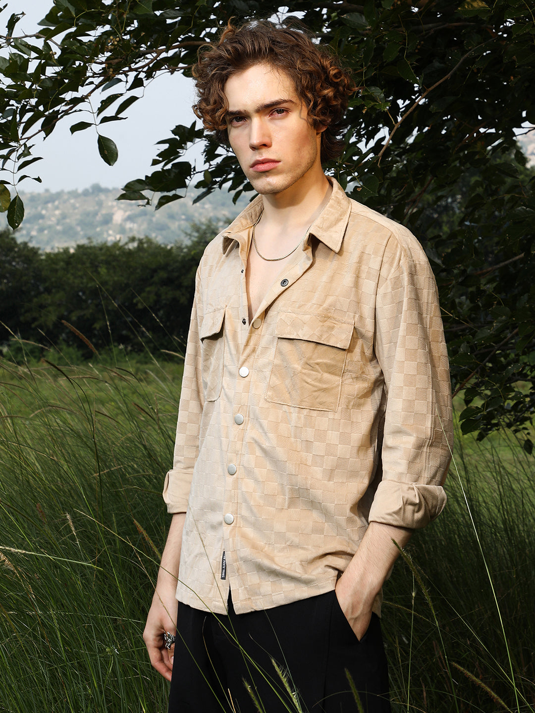 Cubic Velvet Utility Shacket