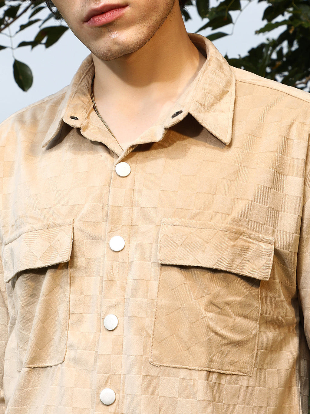 Cubic Velvet Utility Shacket
