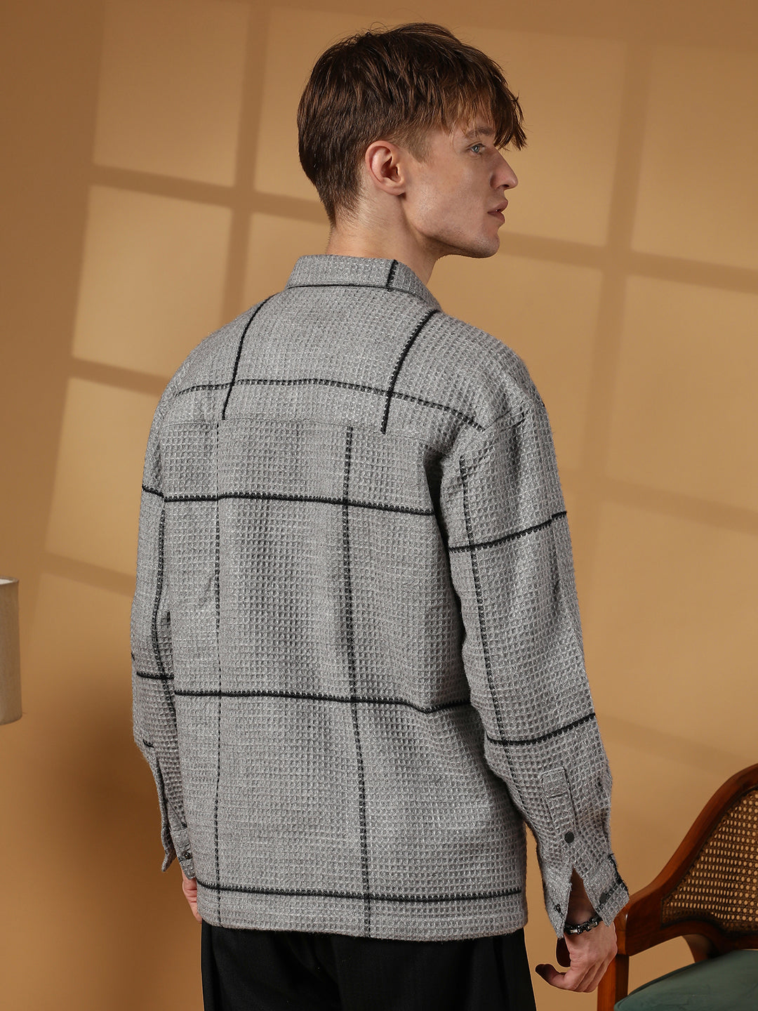 Graph-Check Waffle Overshirt