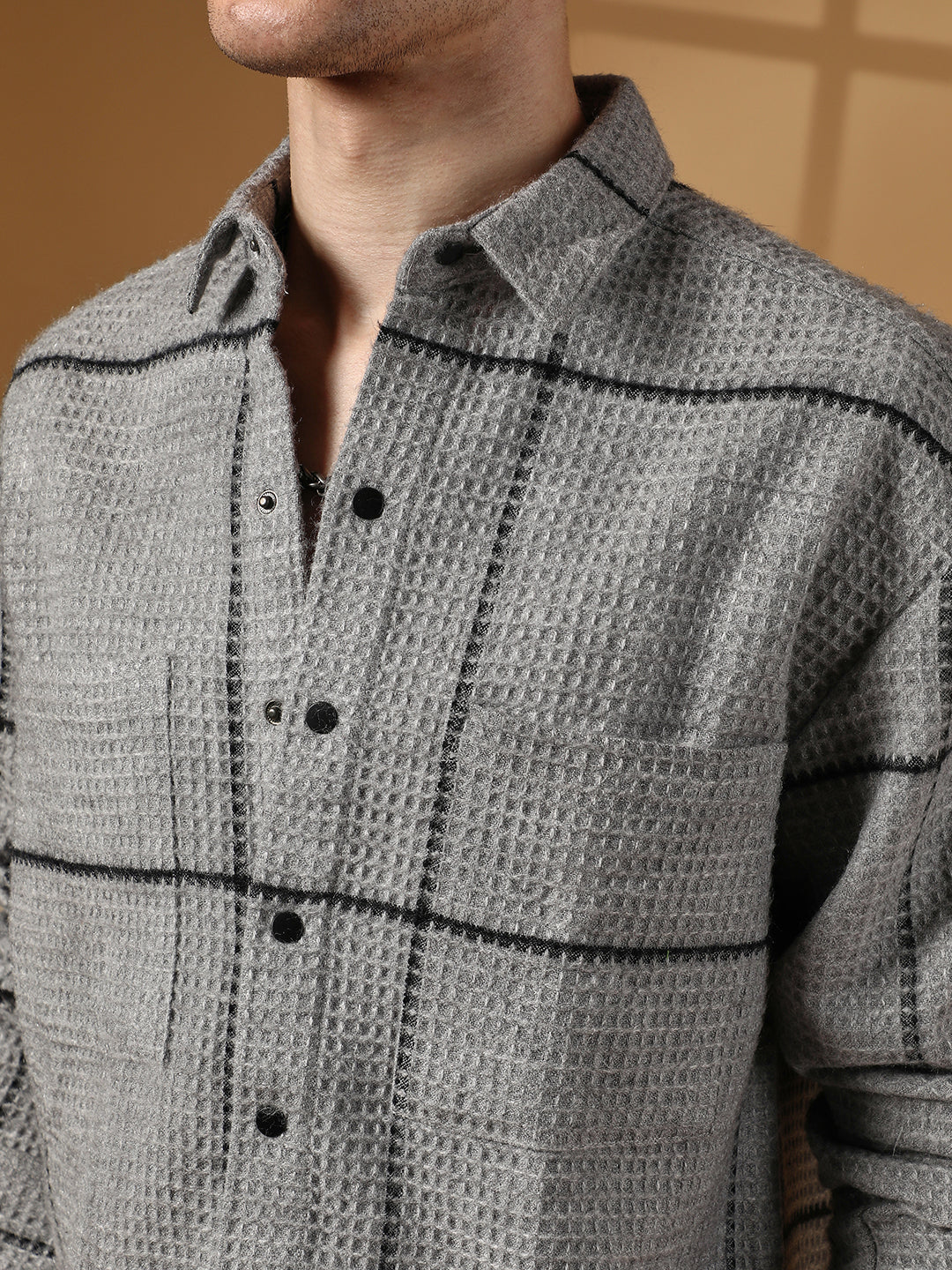 Graph-Check Waffle Overshirt