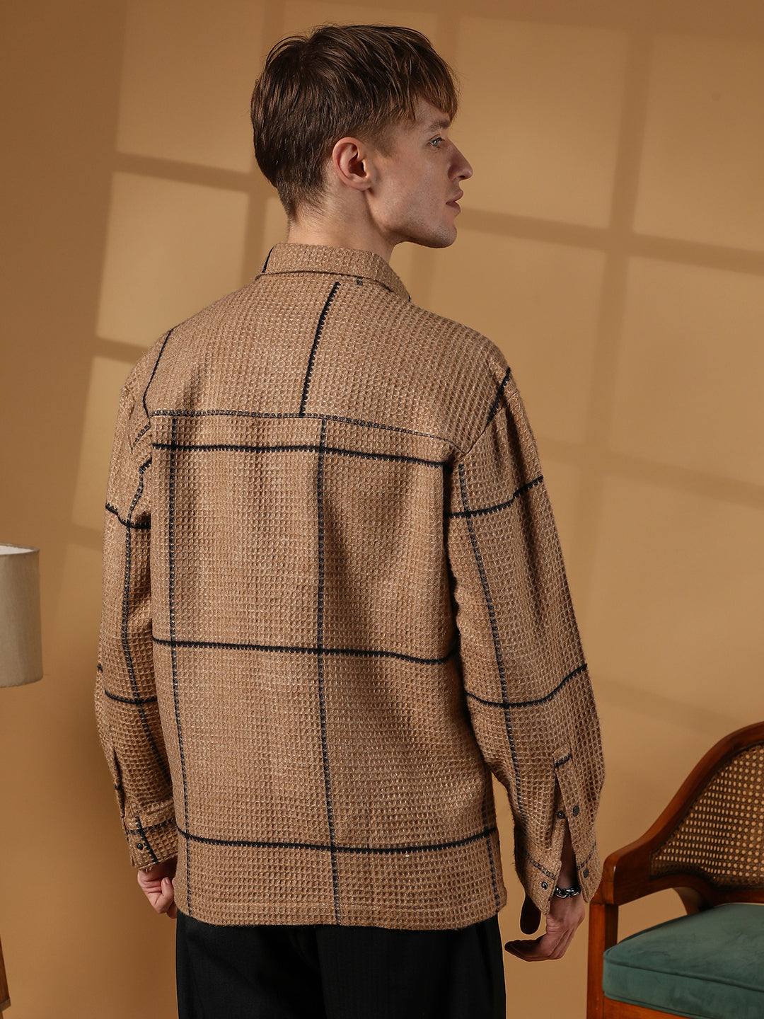 Graph-Check Waffle Overshirt