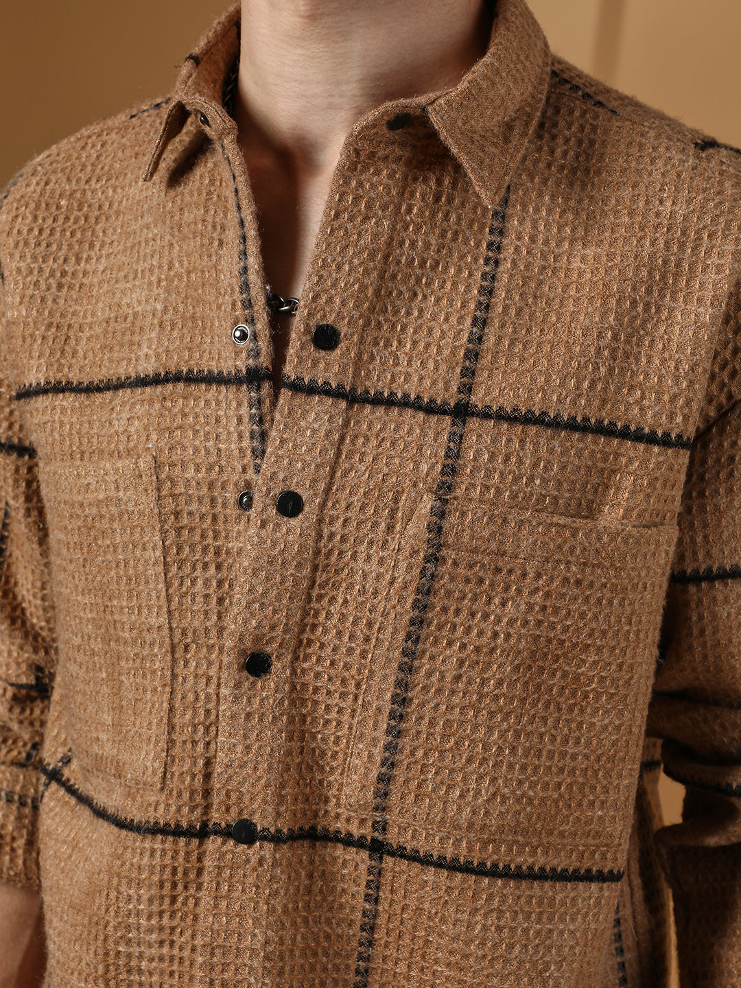 Graph-Check Waffle Overshirt