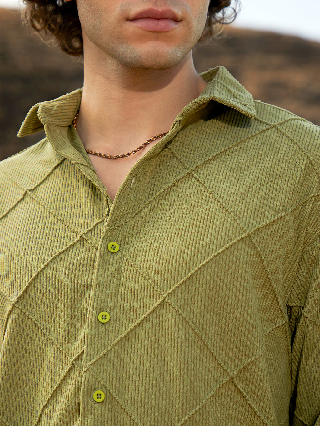 Grid-Corduroy Shirt