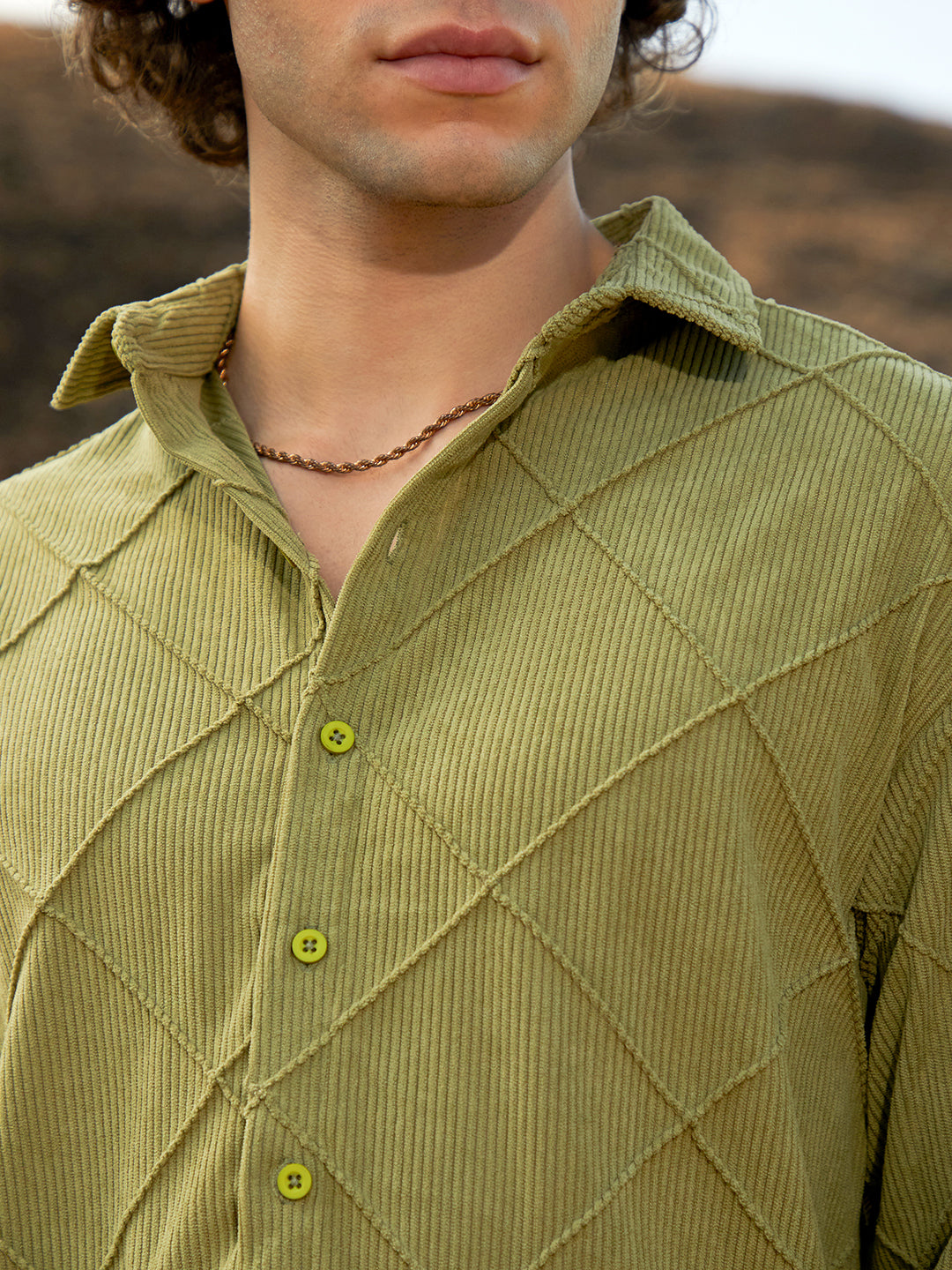 Grid-Corduroy Shirt