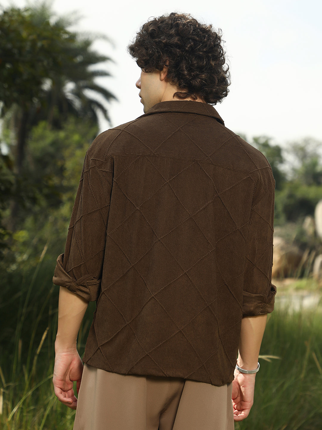 Crosshatch-Tactile Oversized Shirt