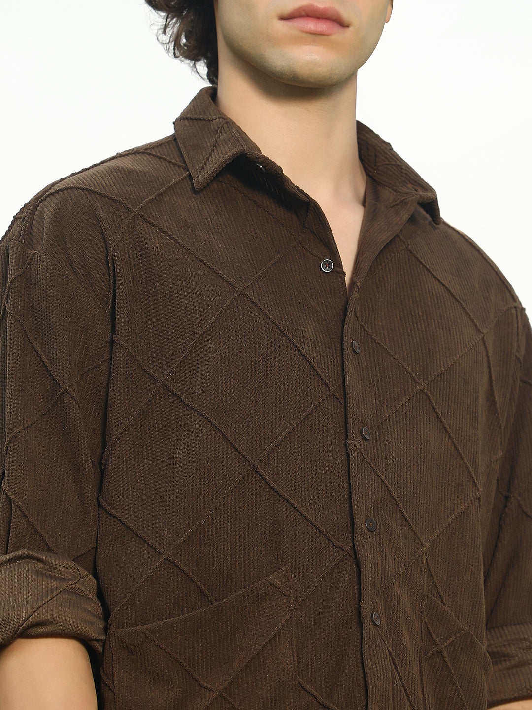 Crosshatch-Tactile Oversized Shirt