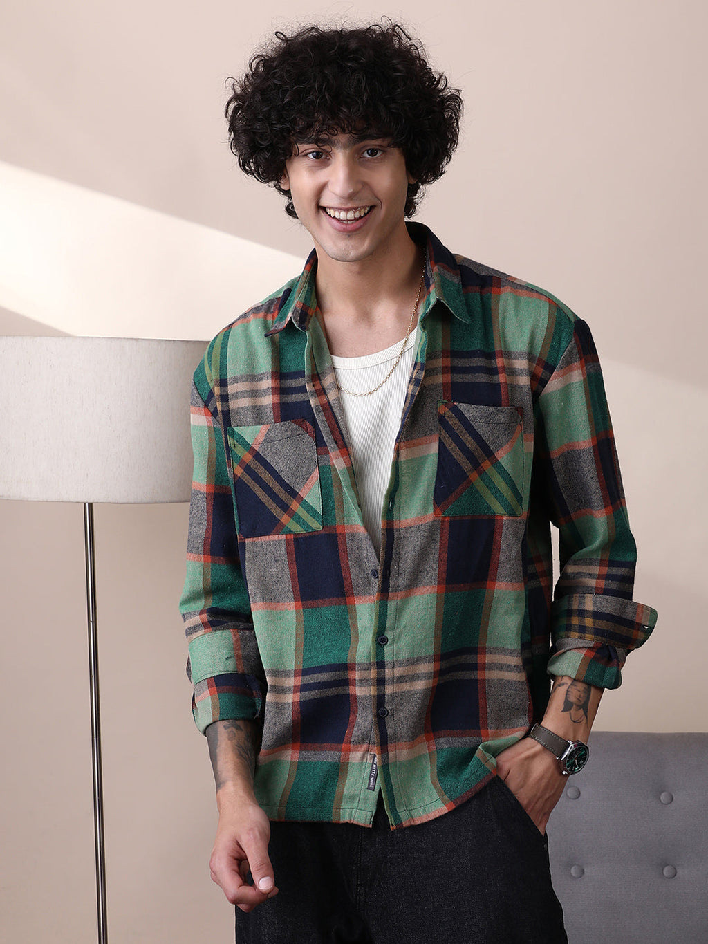 Plaid-Check Utility Shacket