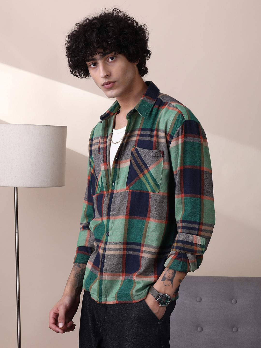 Plaid-Check Utility Shacket