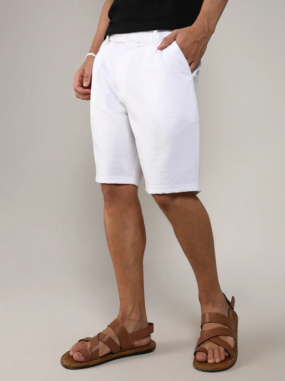 Tailored Poly-Linen Shorts