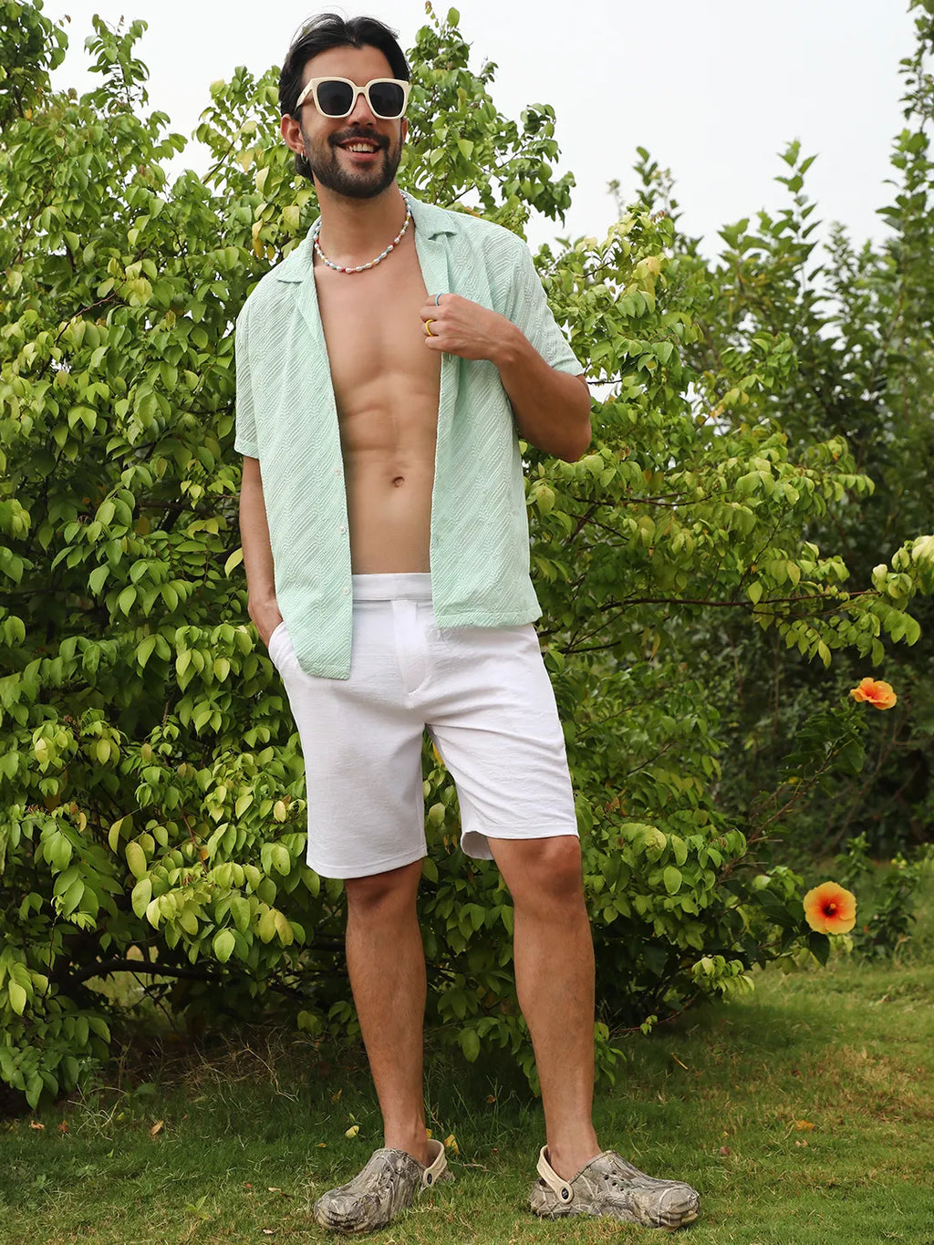 Tailored Poly-Linen Shorts
