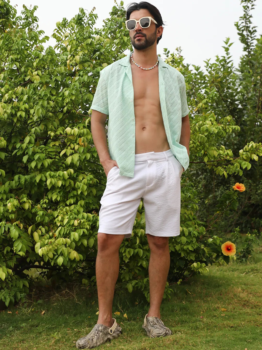 Tailored Poly-Linen Shorts